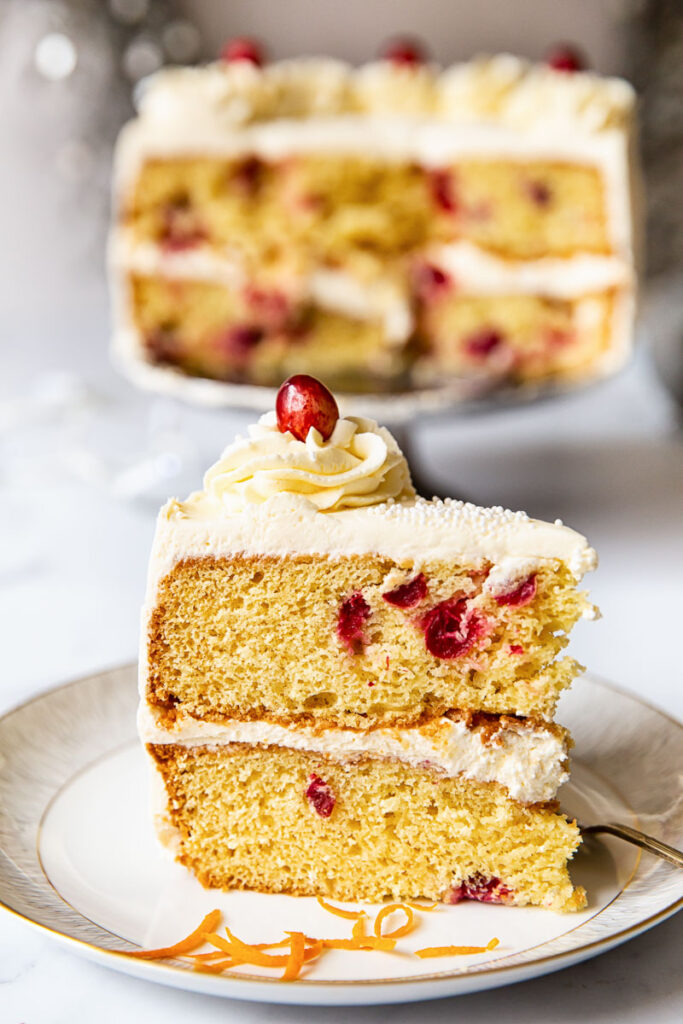 Cranberry Christmas Cake with Orange Cream Cheese Icing