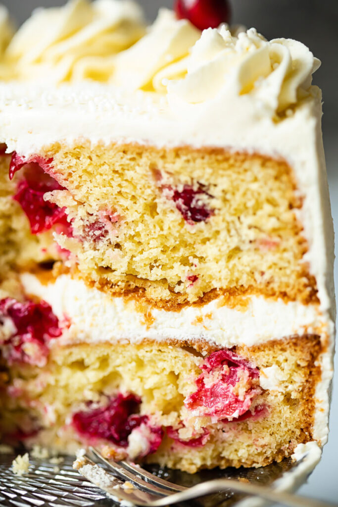 Cranberry Christmas Cake with Orange Cream Cheese Icing - Vikalinka