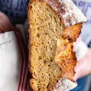 Sliced Rye Bread with interior crumb exposed