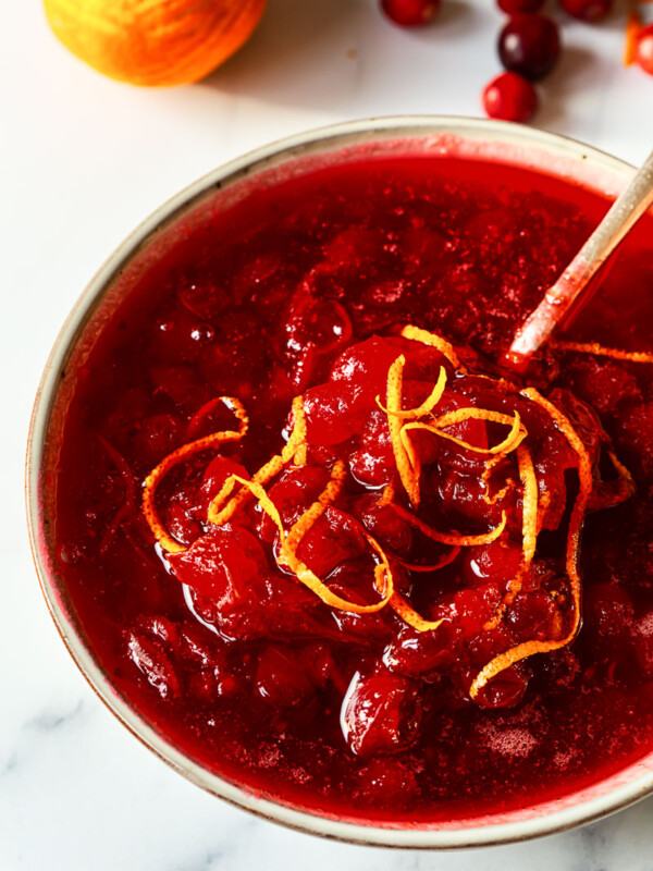 cranberry sauce sprinkled with orange zest