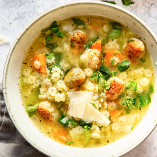 Italian wedding soup in bowl