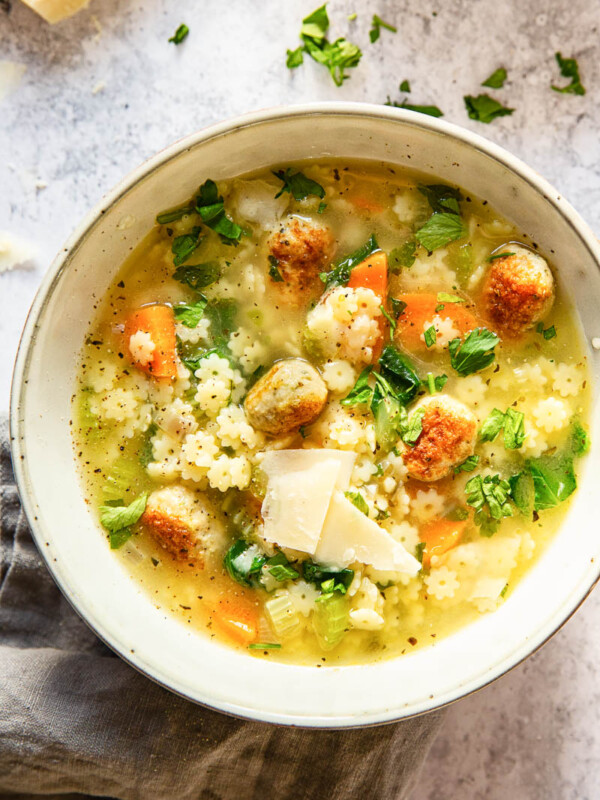 Italian wedding soup in bowl