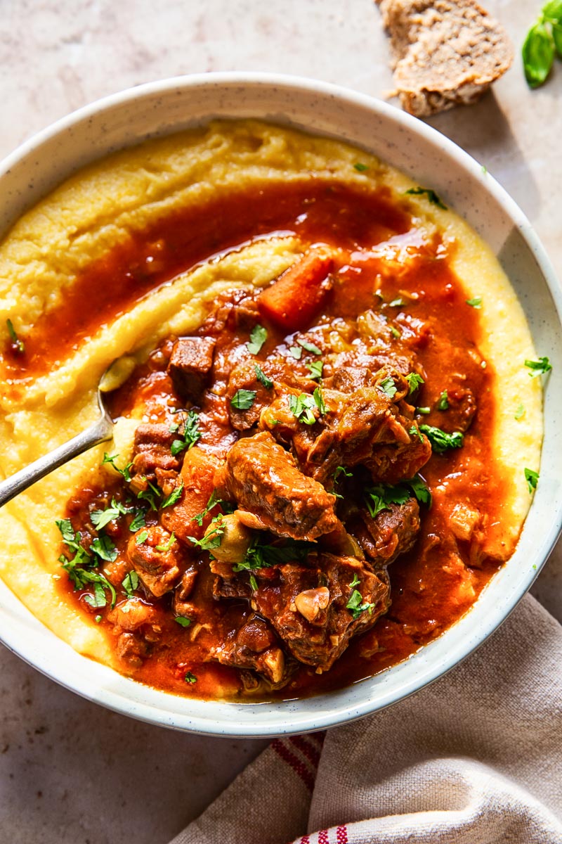 Beef shin stew in slow cooker