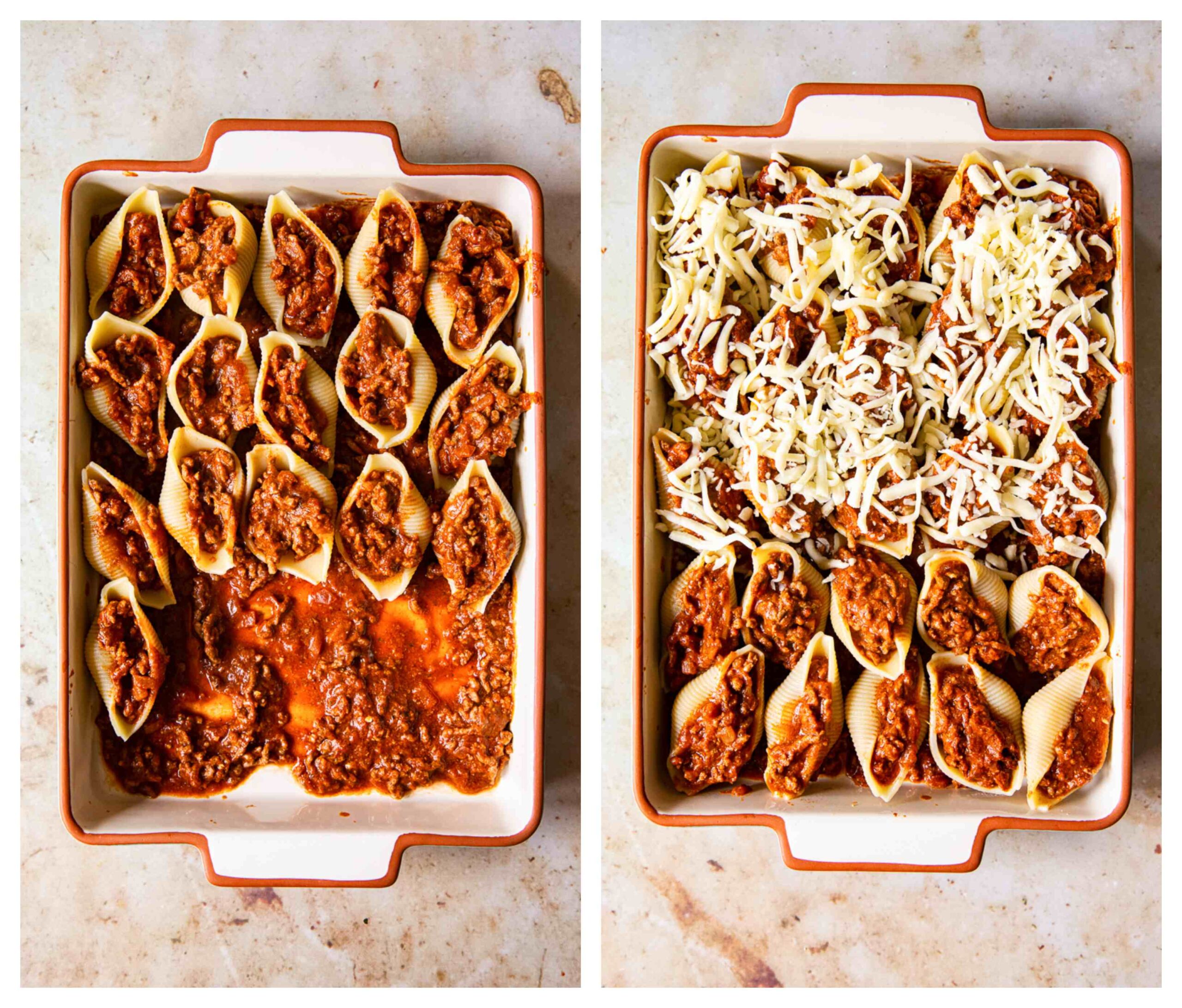 beef stuffed pasta shells process images