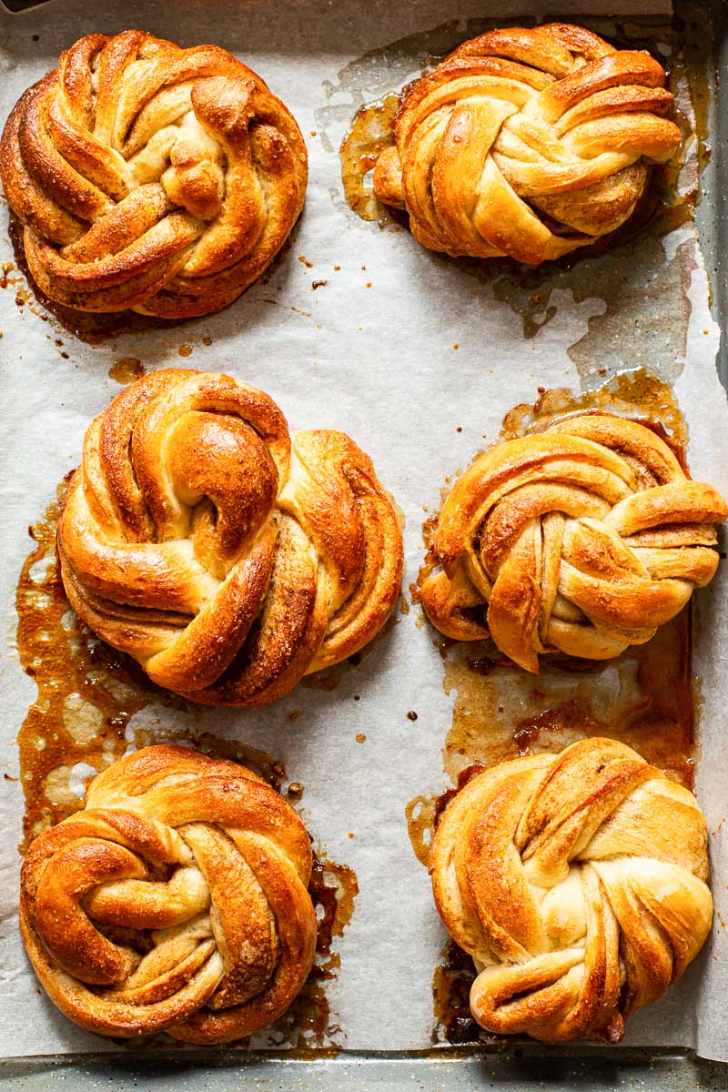 Cinnamon rolls on baking sheet