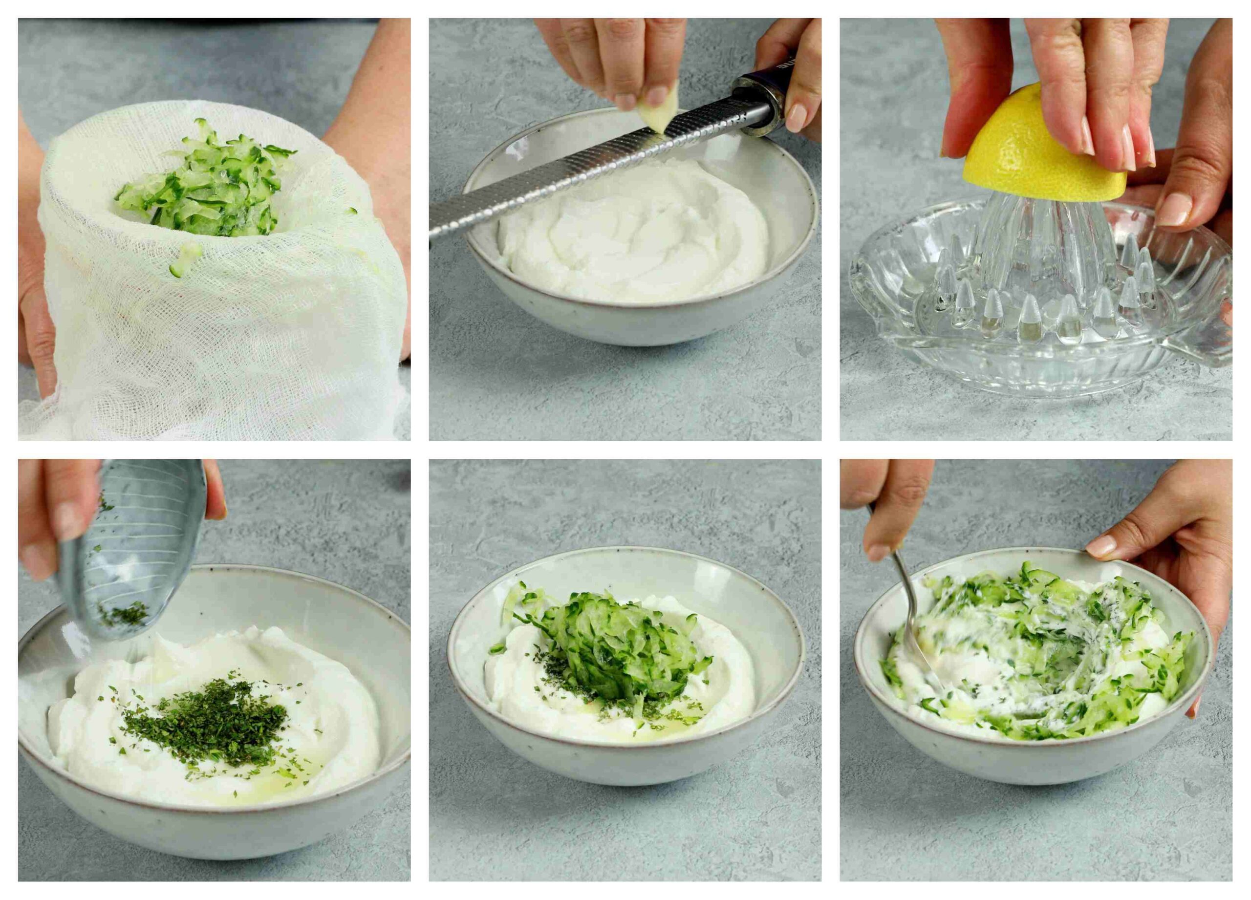 cooking stages for Greek Tzatziki