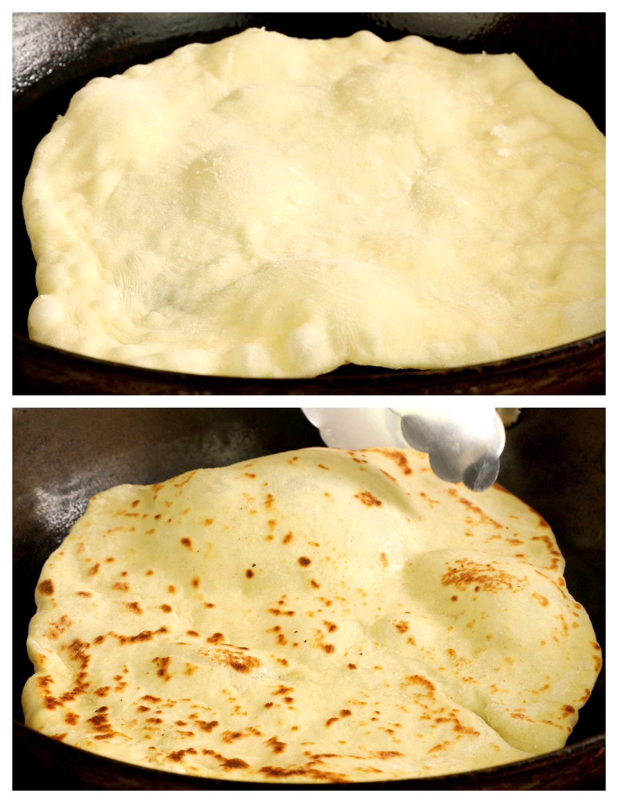 Pita bread cooking process images