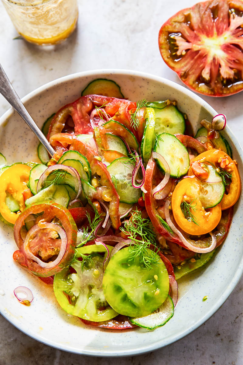 heirloom tomato salad in a bowl