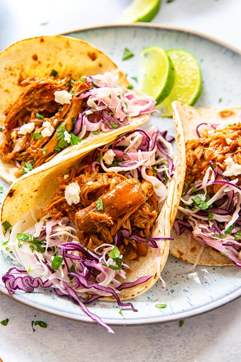 Slow Cooker Pulled Pork Tacos with Cilantro Lime Slaw