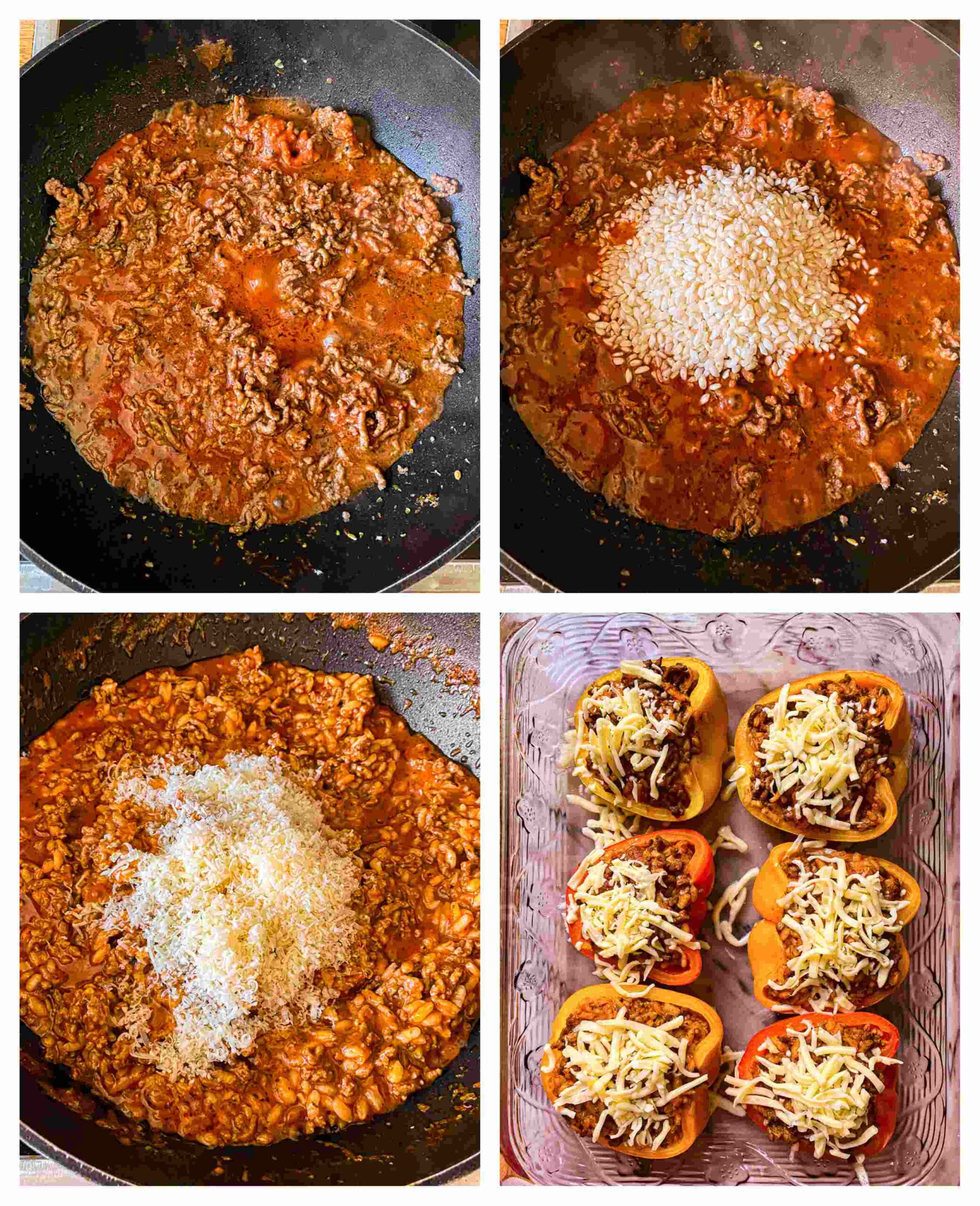 4 process images for stuffed peppers