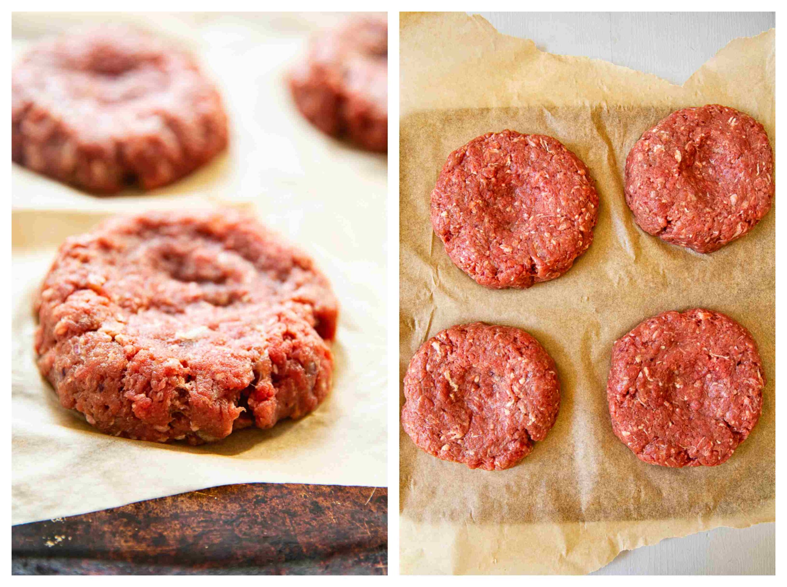 raw hamburger patties