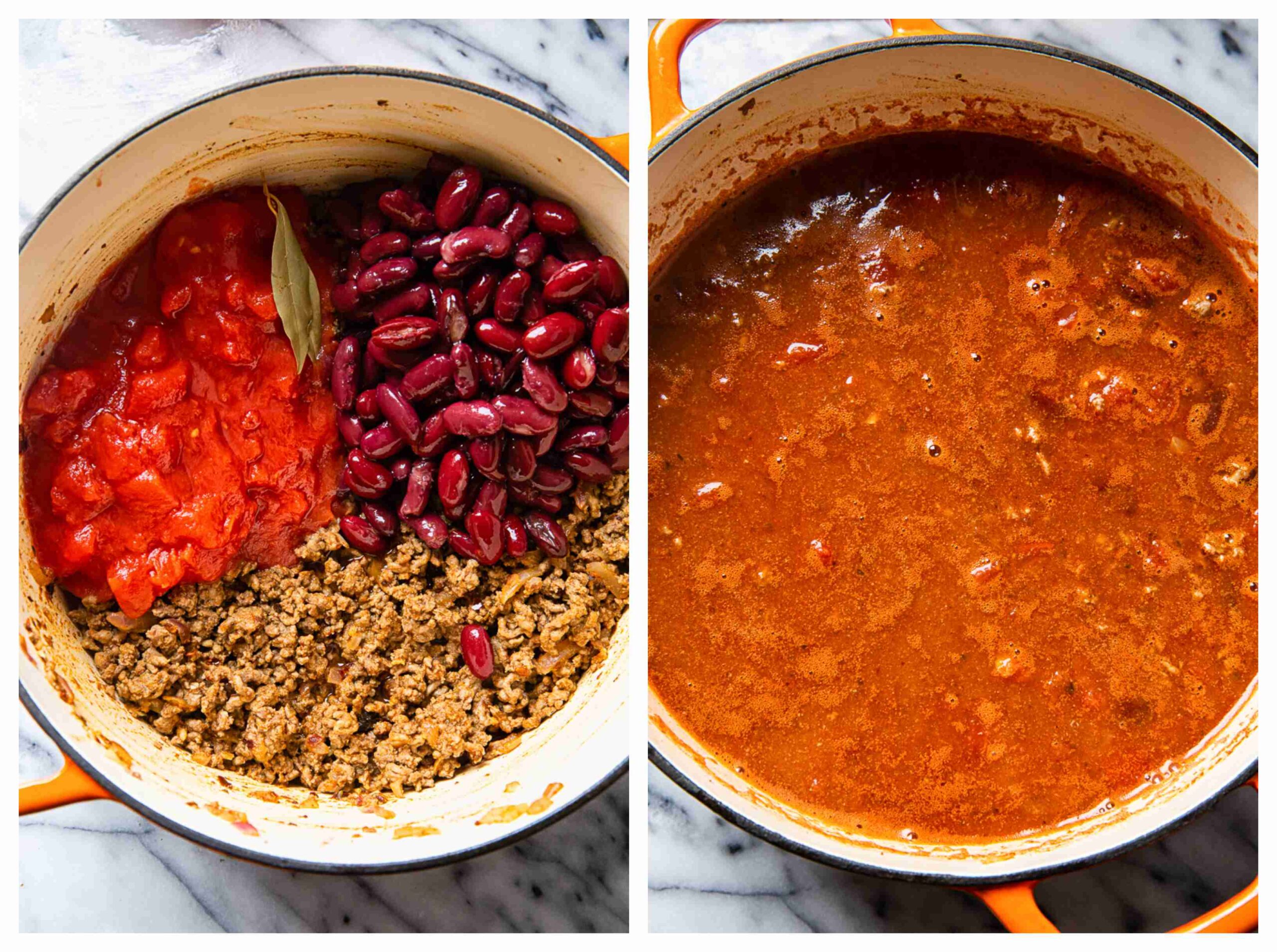 chili making process collage images