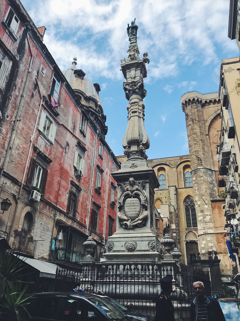 a town square in Naples, Italy