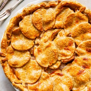 top down view of apple pie