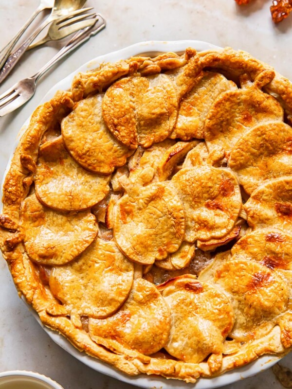 top down view of apple pie