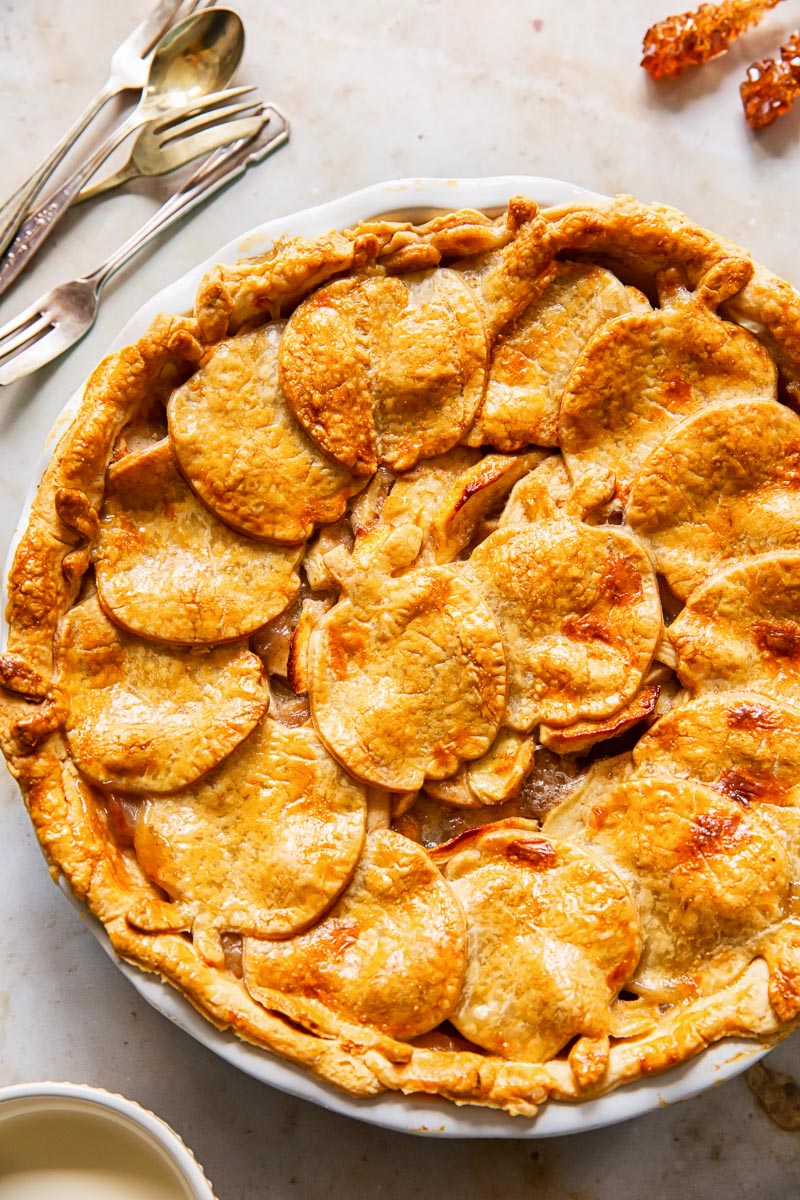 top down view of apple pie