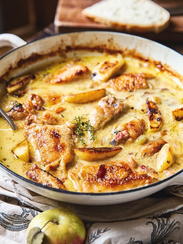 french chicken casserole in a shallow pan