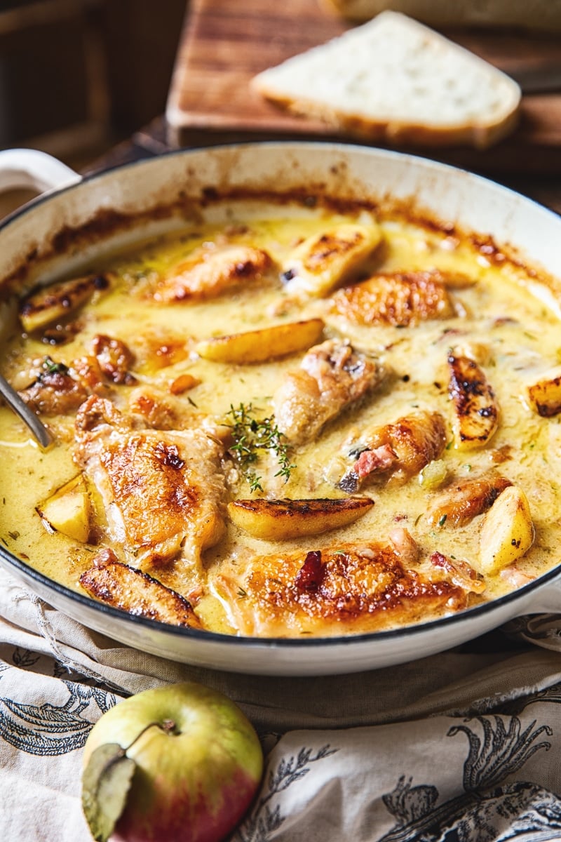 french chicken casserole in a shallow pan
