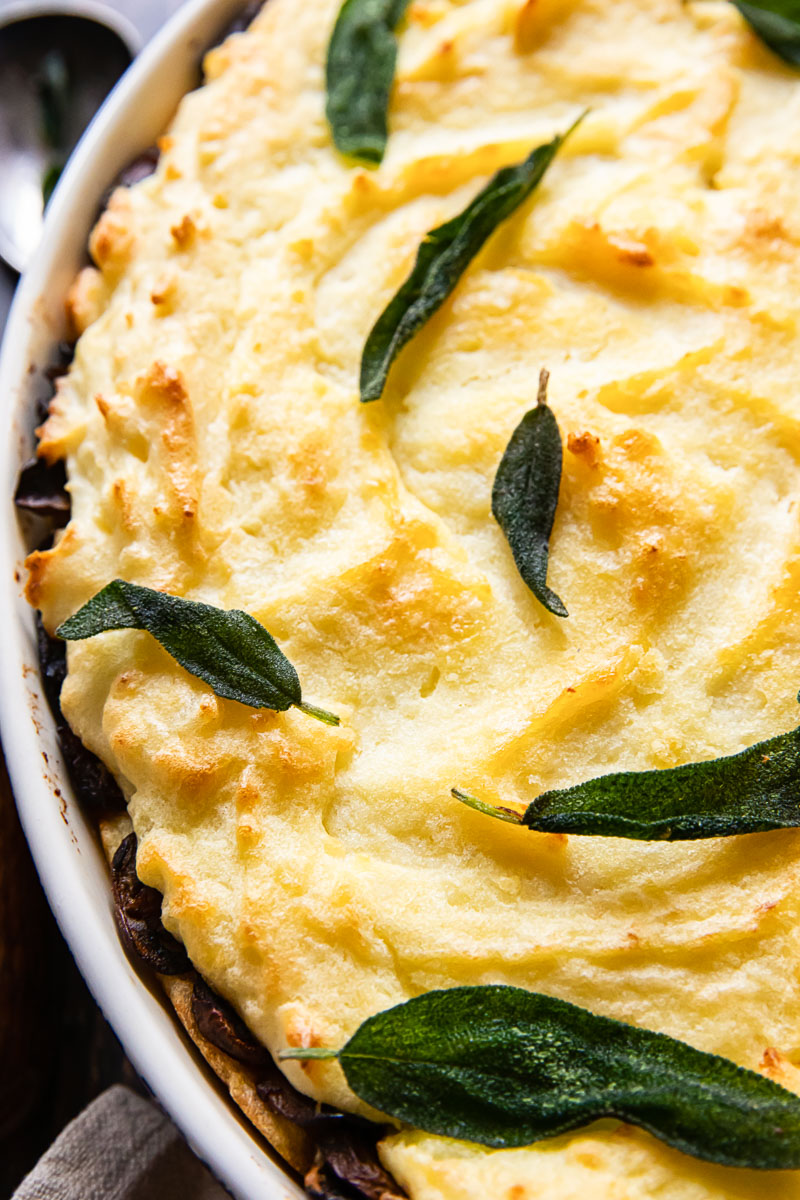 closeup of baked mashed potatoes