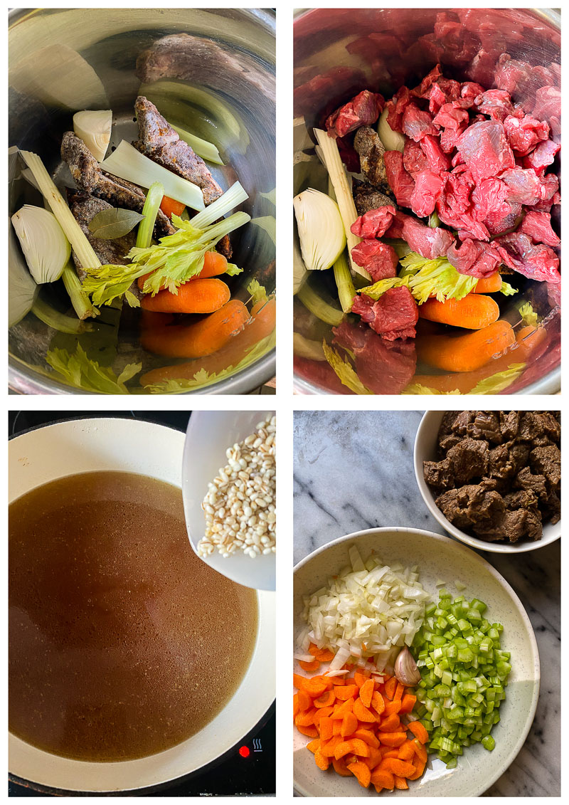 beef barley soup process images