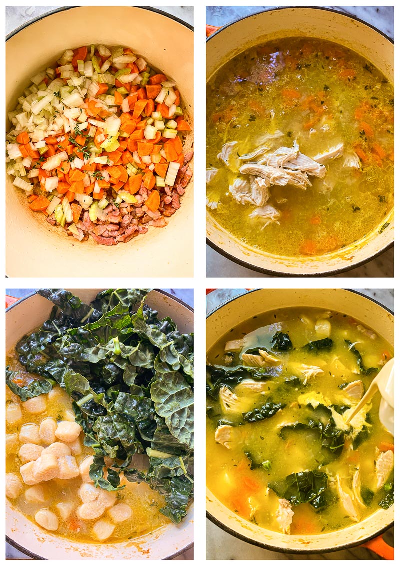 chicken gnocchi soup process images