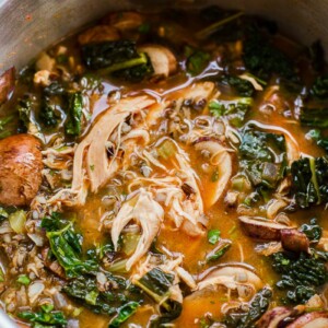 Thai chicken and rice soup in slow cooker