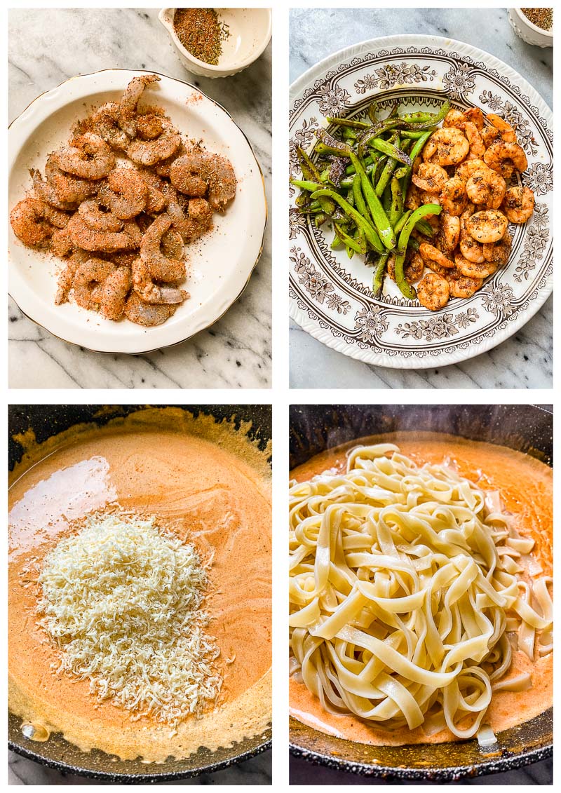 Cajun shrimp pasta process images
