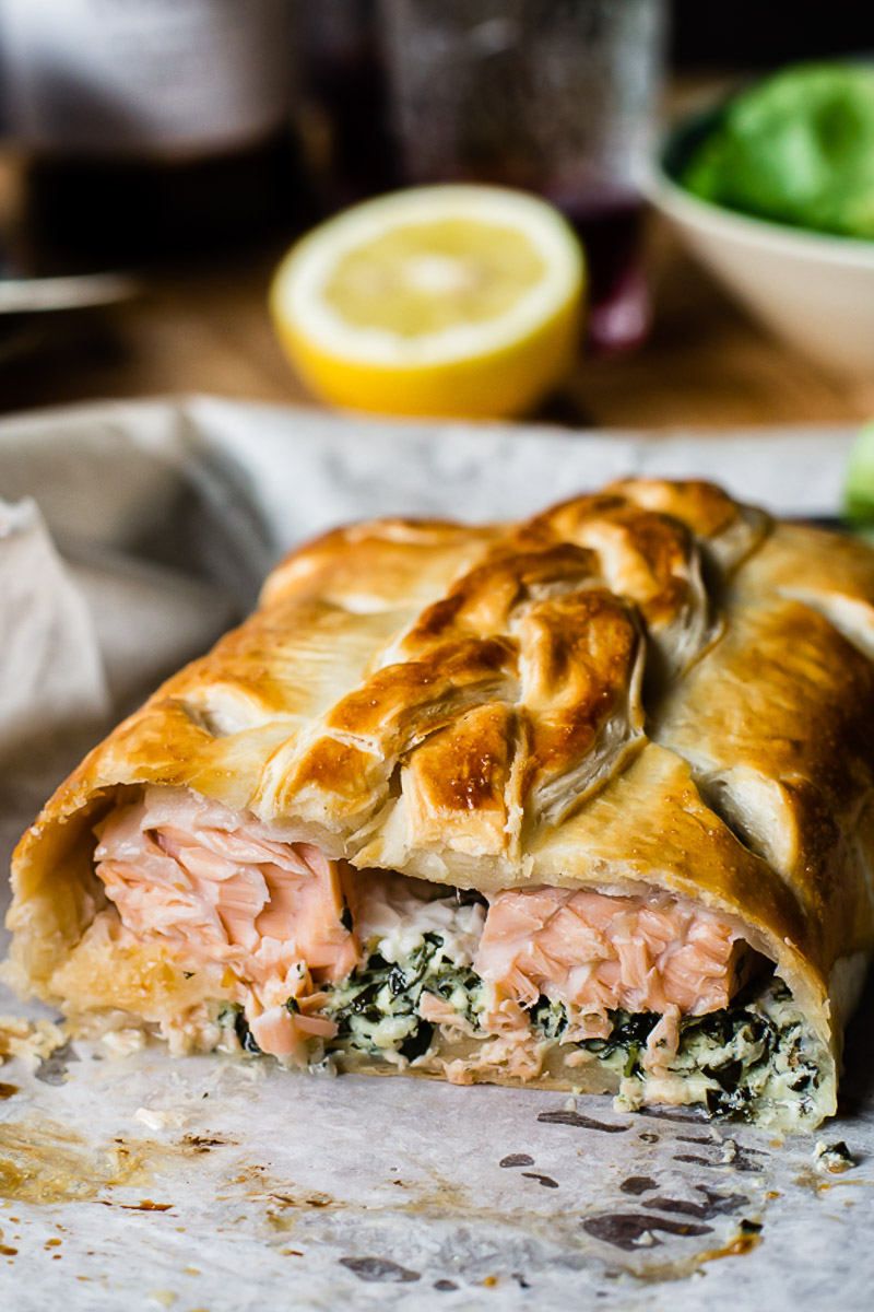 salmon en croute with salmon exposed