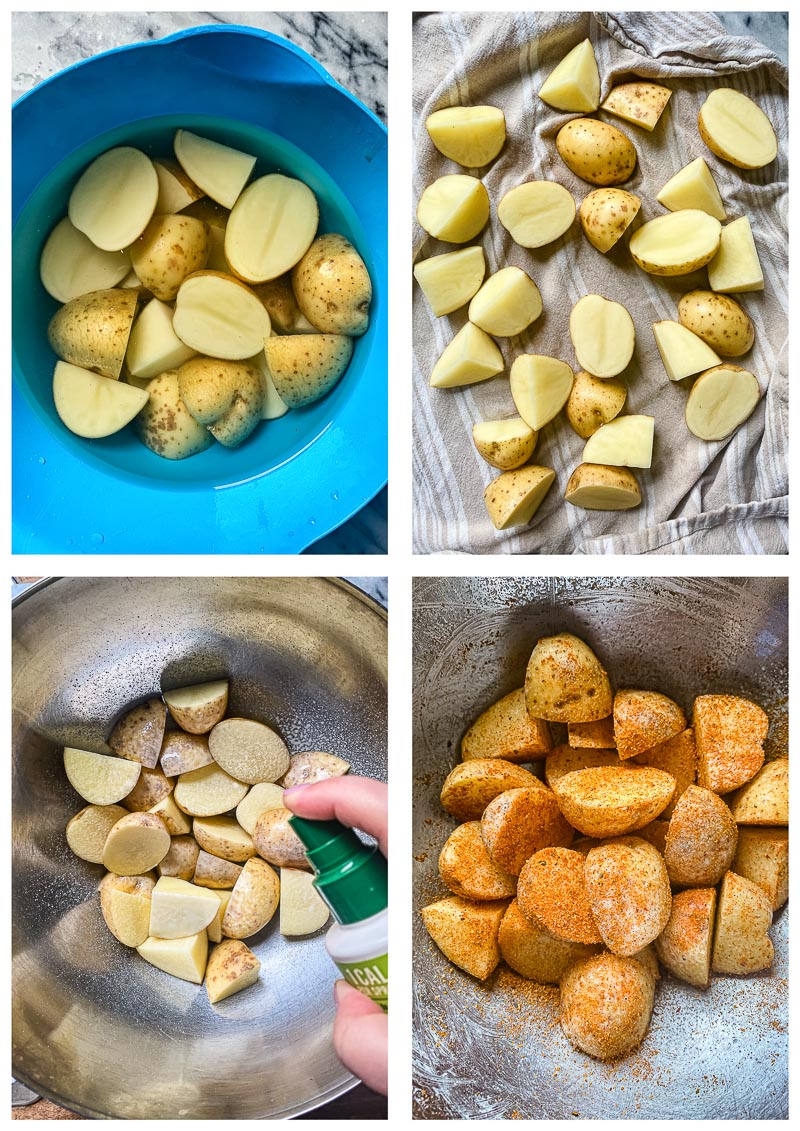 air fryer potatoes process images