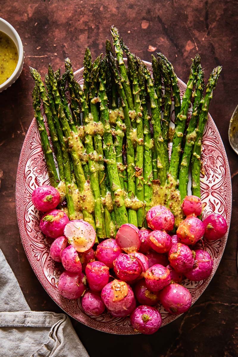 Roasted Asparagus and Radishes with Mustard Vinaigrette - Vikalinka