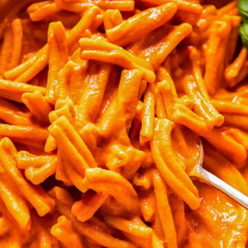 pasta covered in vodka sauce