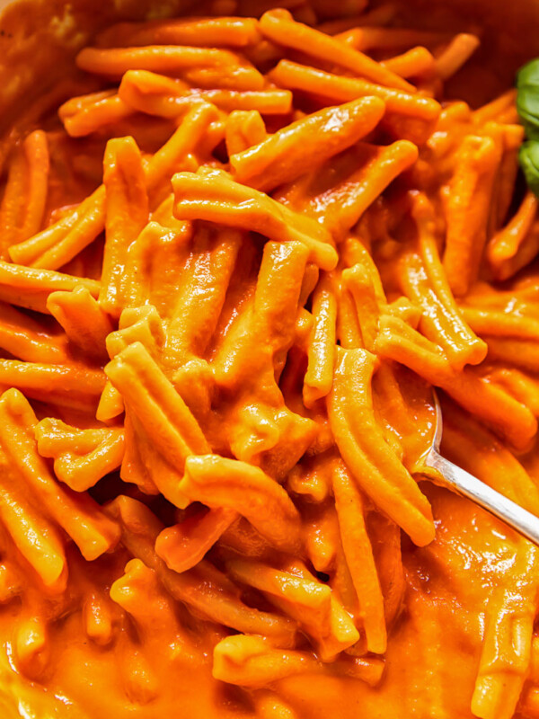 pasta covered in vodka sauce