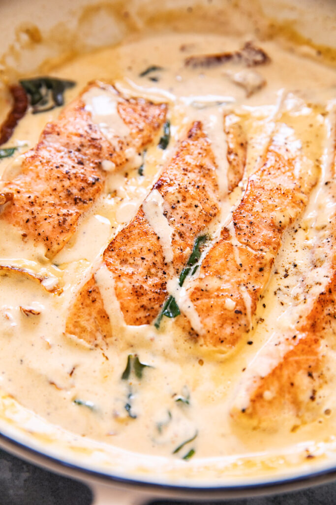 Tuscan Salmon with Parmesan Cream Sauce - Vikalinka