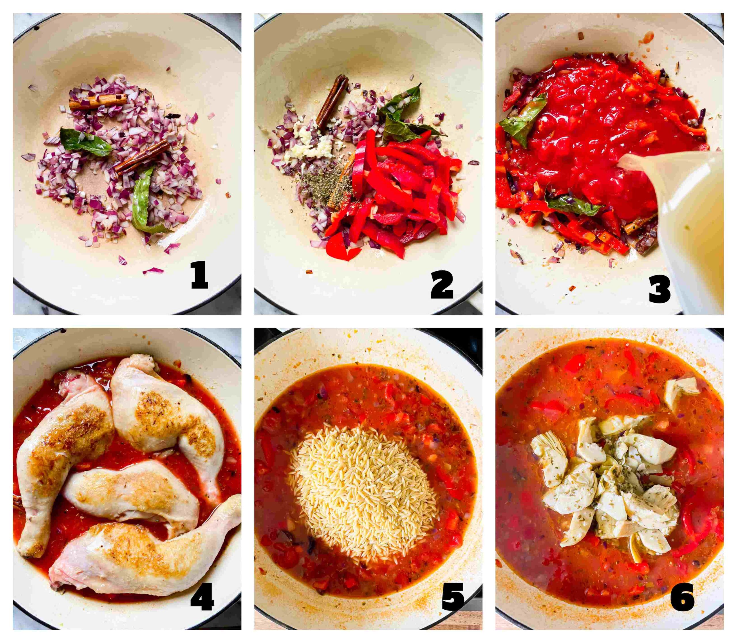 chicken and orzo recipe process images