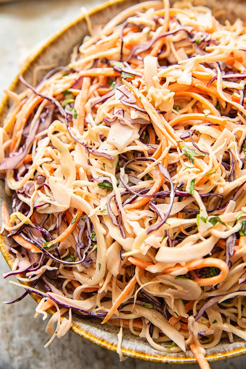 top down view of coleslaw