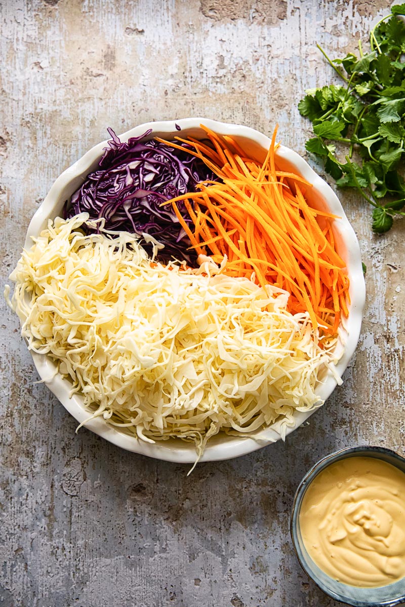 coleslaw ingredients and the dressing