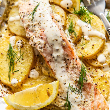 salmon and potatoes in foil packet