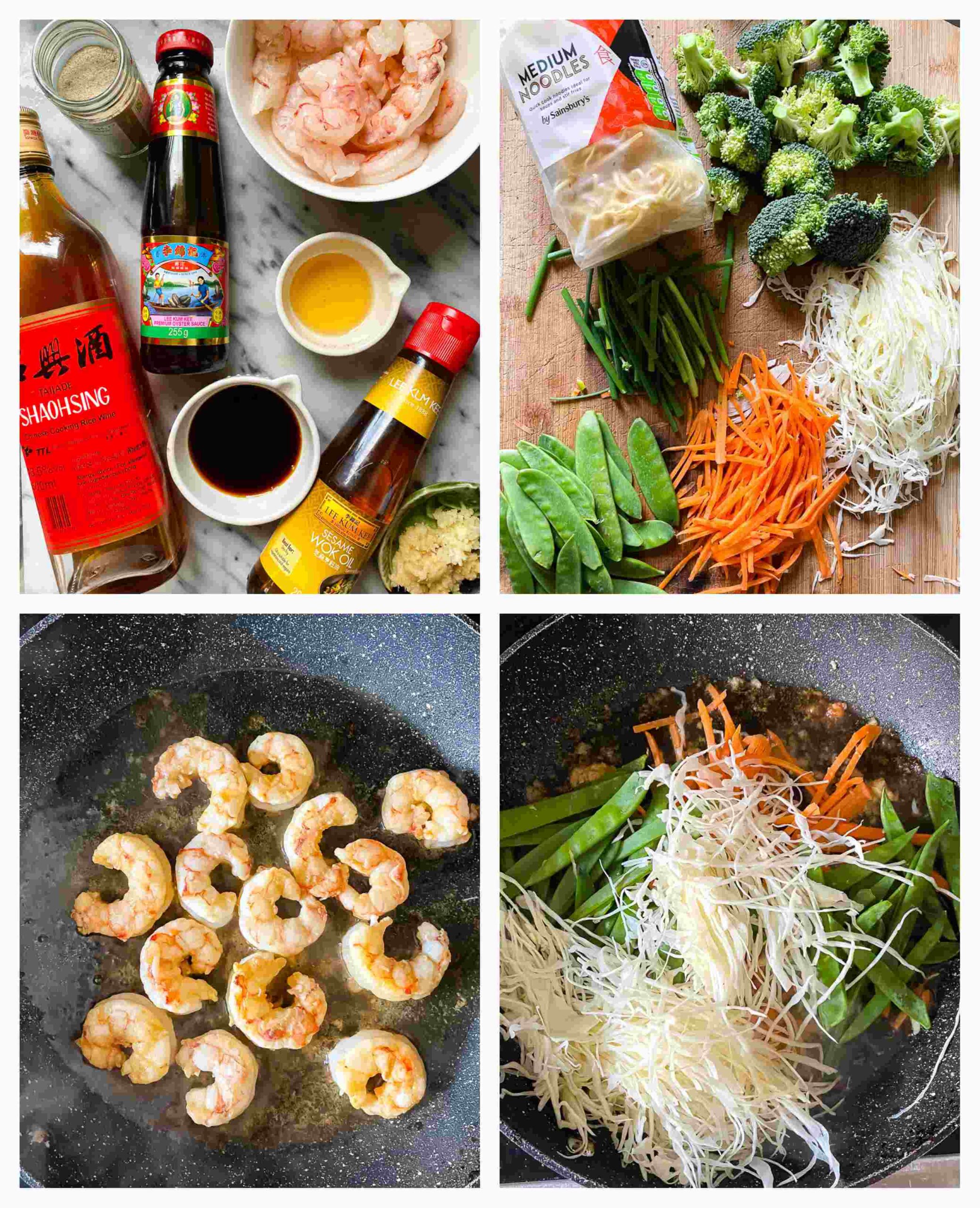 chow mein ingredient and process images