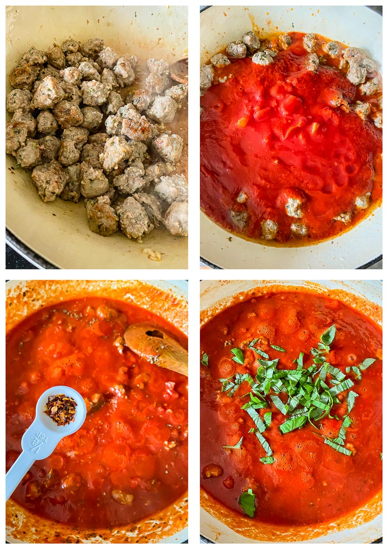 sausage pasta recipe process images