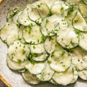 cucumber salad in a bowl
