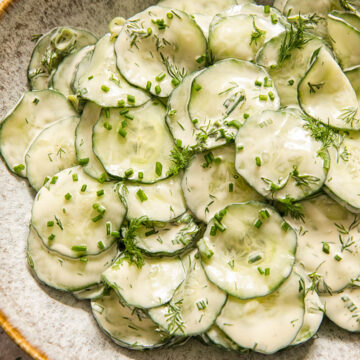 cucumber salad in a bowl