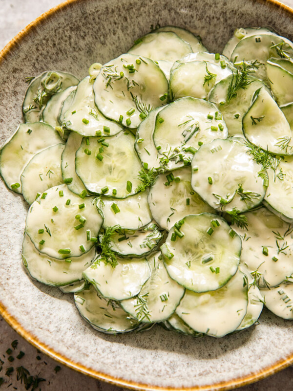 cucumber salad in a bowl