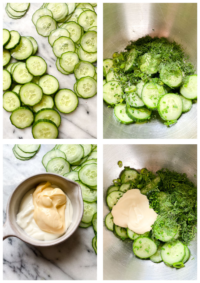 cucumber salad ingredients and process images