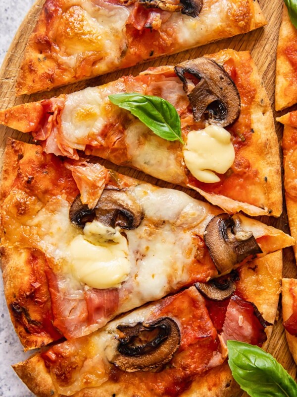 Pizza cut into four slices