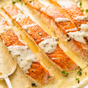 salmon fillets in creamy mustard sauce