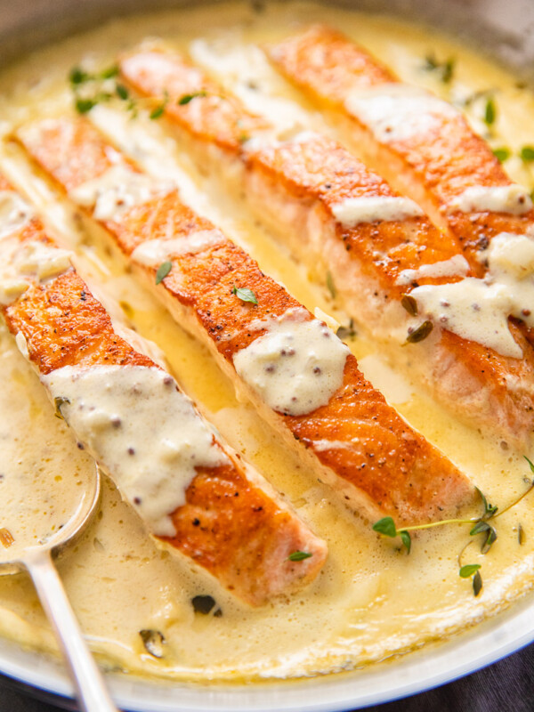 salmon fillets in creamy mustard sauce