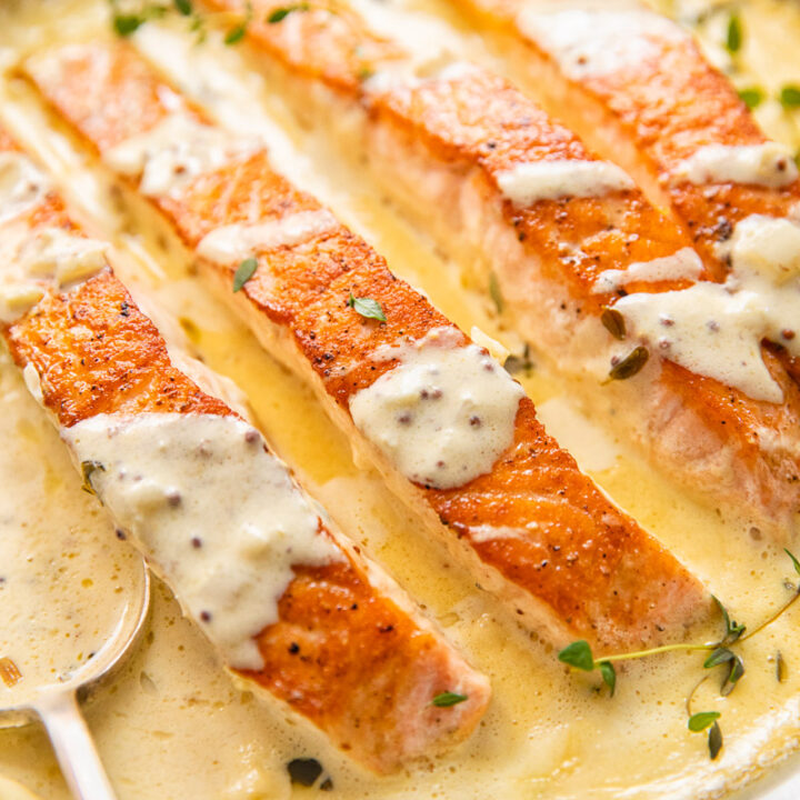 Pan Seared Salmon with Mustard Cream Sauce - Vikalinka