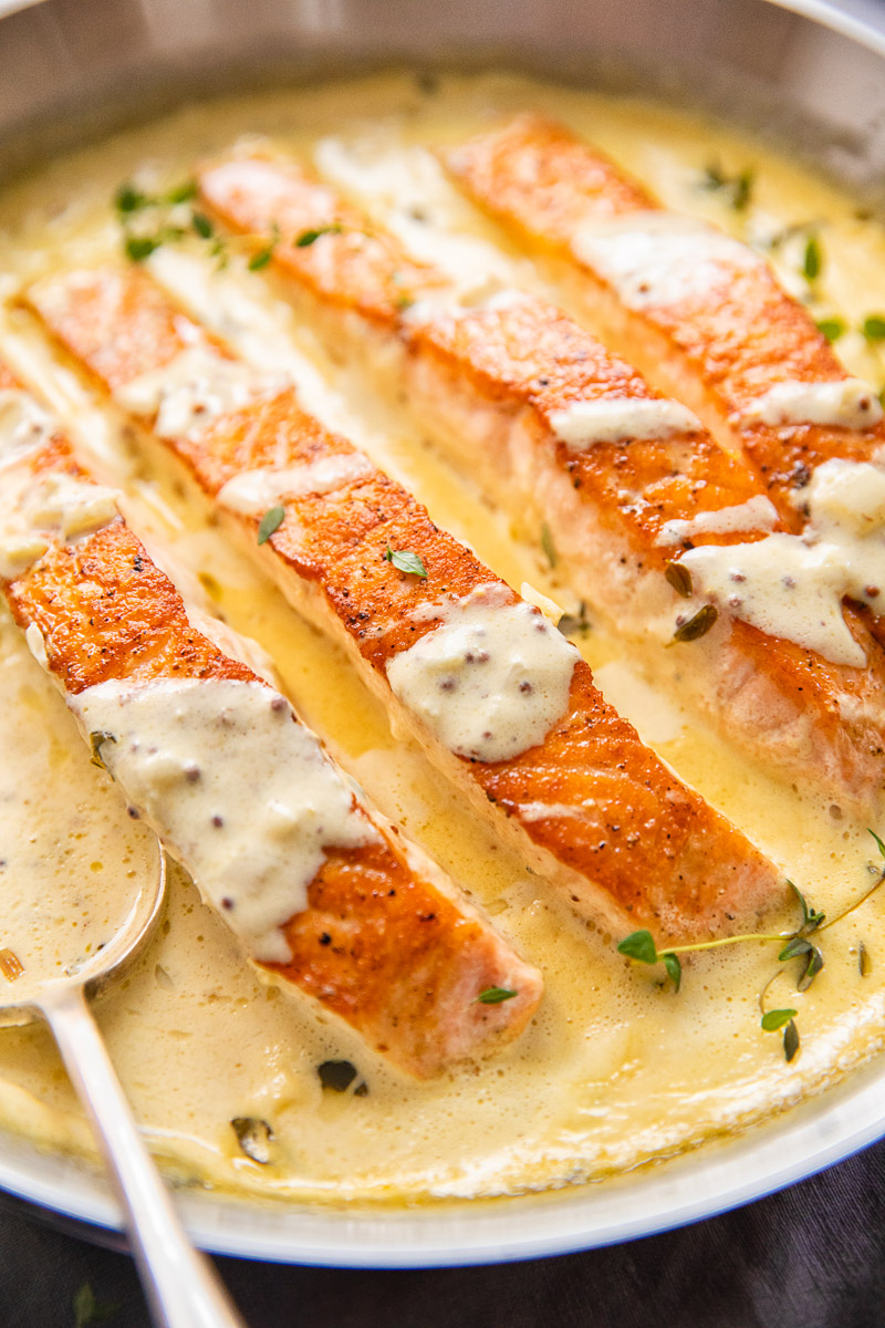 Pan Seared Salmon with Mustard Cream Sauce Vikalinka