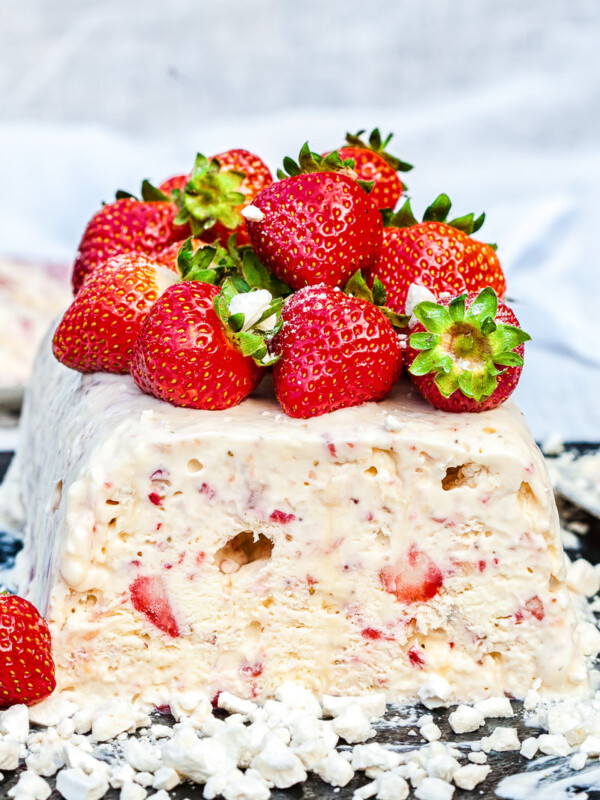 Side view of eton mess semifreddo