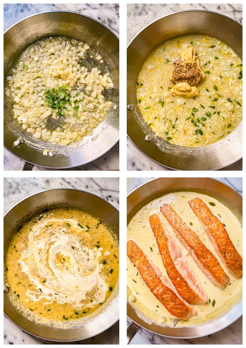 salmon and mustard cream sauce process images